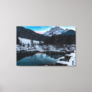 Lienzo Muelles de Zelenci al atardecer