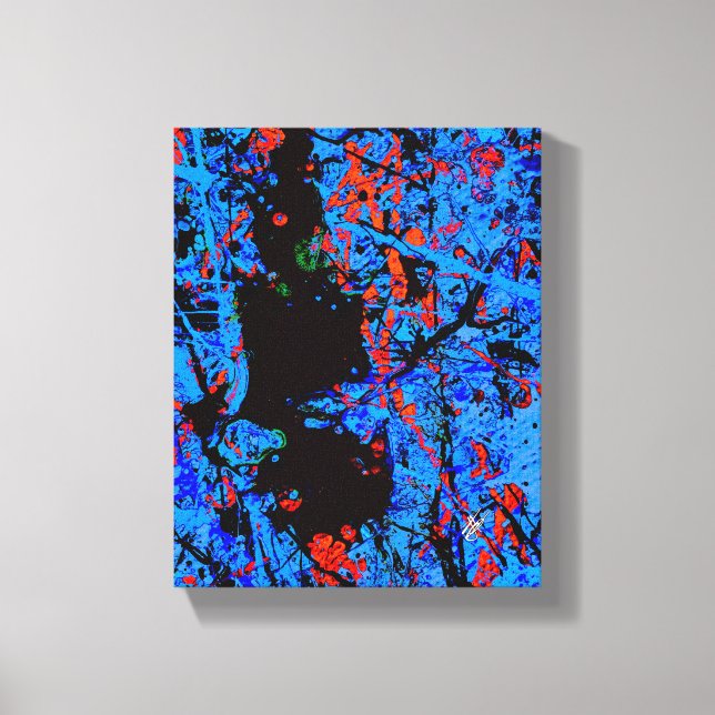 Lienzo Muerte Azul Rojo Salpicadura Abstracta (Anverso)
