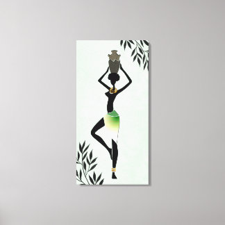Lienzo Mujer africana con imagen de tela Jug Silhouette 2