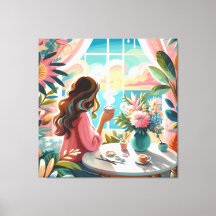 mujer bebiendo café