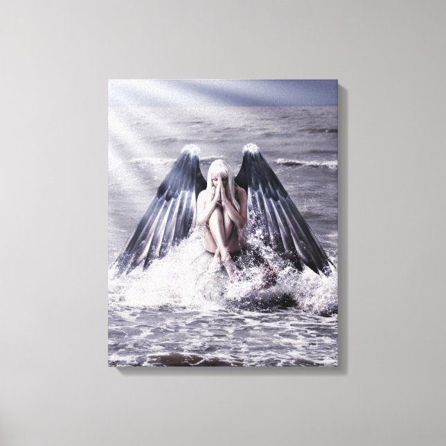 Lienzo mujer con alas de ángel oscuro (Anverso)