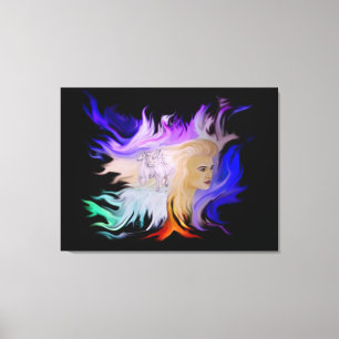 Lienzo Mujer con caballo