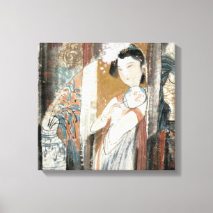 Lienzo Mujer con la horquilla floral