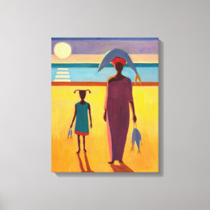 Lienzo Mujer con los pescados