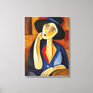 Lienzo Mujer con pintura Gorra moderna