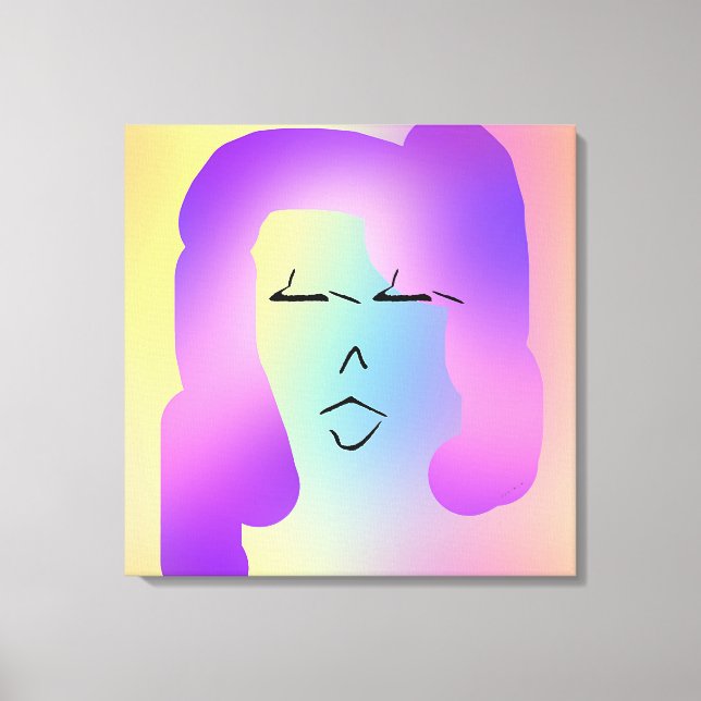 Lienzo Mujer Con Poster De Pelo Púrpura (Anverso)