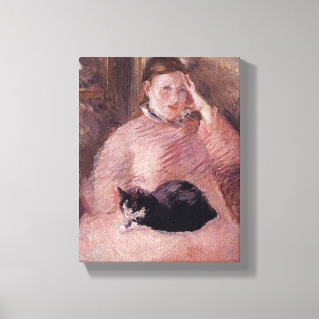 Lienzo Mujer con un gato (por Edouard Manet) (Anverso)