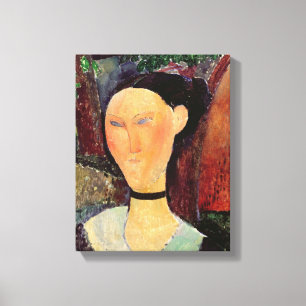 Lienzo Mujer con una tirilla de la camisa del terciopelo,