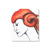 Mujer de pelo naranja mandarina retrato Pop Art