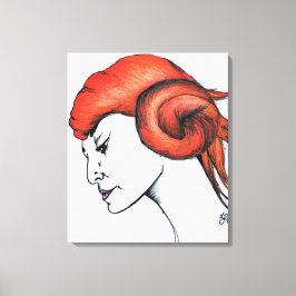 Lienzo Mujer de pelo naranja mandarina retrato Pop Art