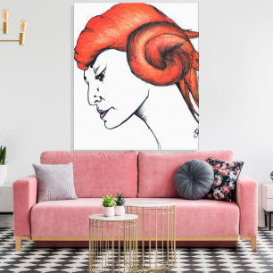 Lienzo Mujer de pelo naranja mandarina retrato Pop Art