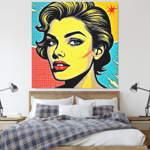 Lienzo Mujer de Pop Art en Negrita Definida