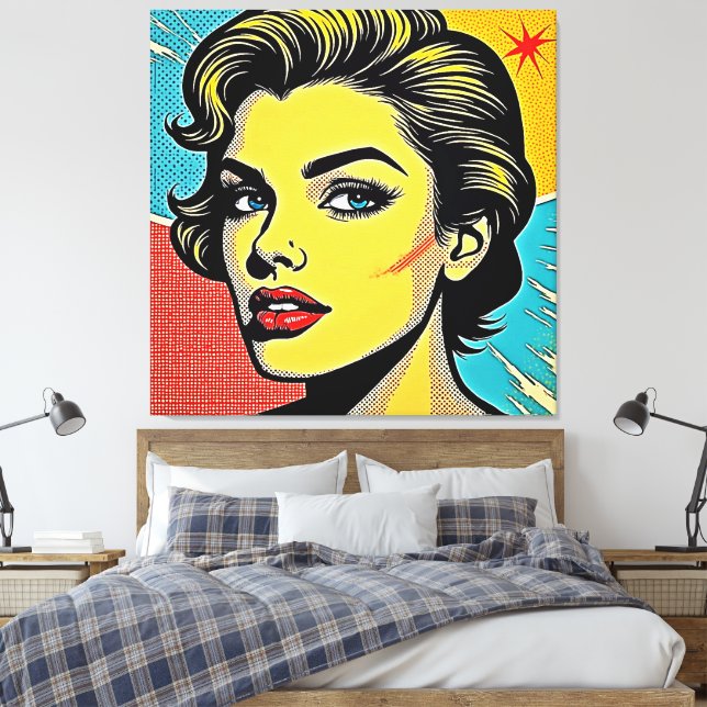 Lienzo Mujer de Pop Art en Negrita Definida (Insitu(Dormitorio))