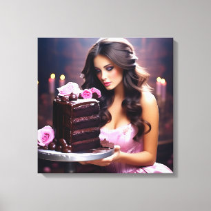 Lienzo Mujer de Tarta de Chocolate