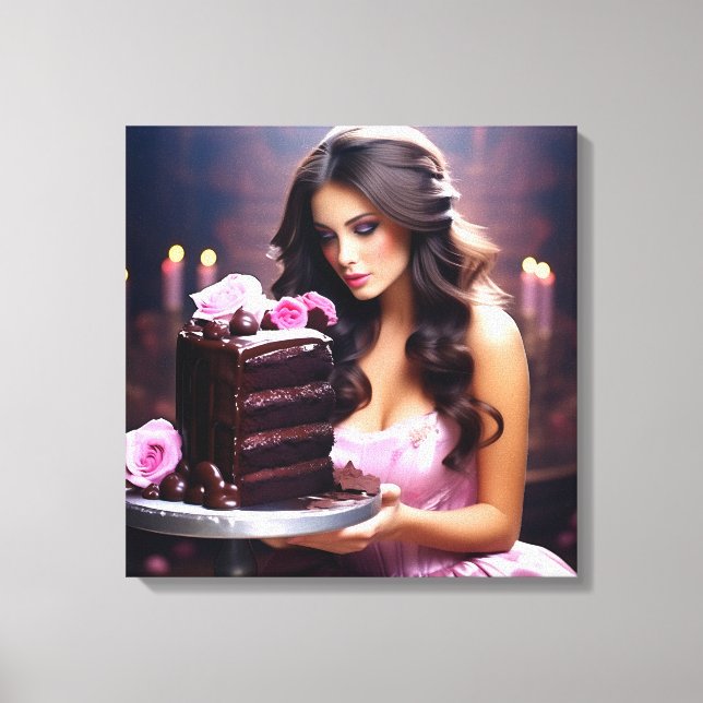 Lienzo Mujer de Tarta de Chocolate (Anverso)
