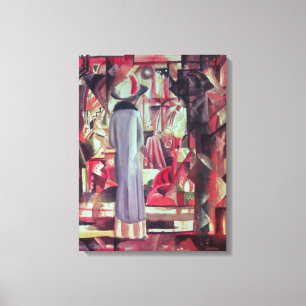 Lienzo Mujer delante de una ventana iluminada grande