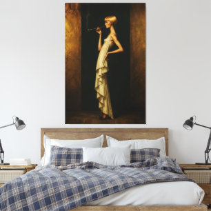 Lienzo Mujer elegante Art Déco retrato vintage glamour