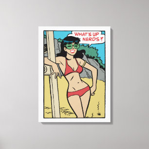 Lienzo Mujer en bikini de conejita de playa bronceada • ¿