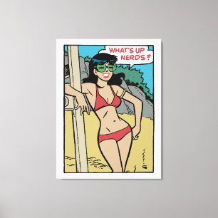 Lienzo Mujer en bikini de conejita de playa bronceada • ¿