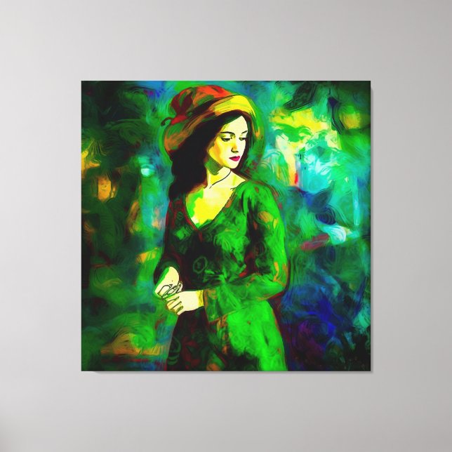 Lienzo Mujer en Gorra (Anverso)