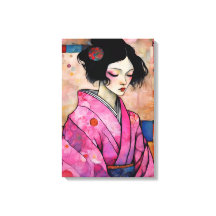 Mujer en Kimono Rosa