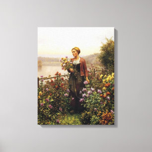 Lienzo Mujer en un jardín del caballero de Daniel Ridgwa
