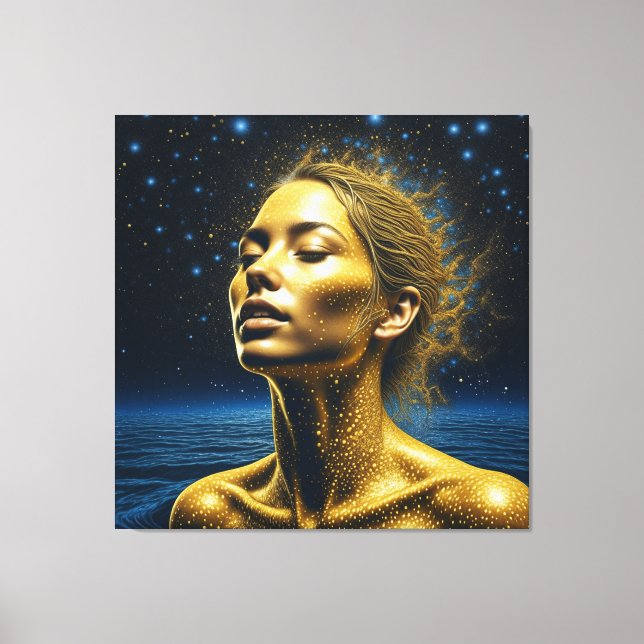 Lienzo Mujer Etérea Meditando Bajo las Estrellas (Anverso)