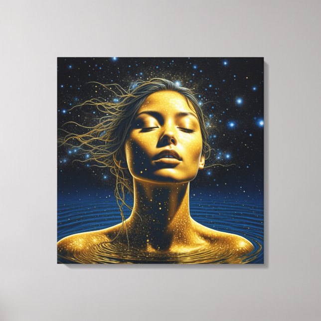 Lienzo Mujer Etérea Meditando Bajo las Estrellas (Anverso)
