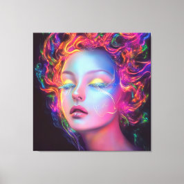 Lienzo Mujer extranjera con pelo cósmico