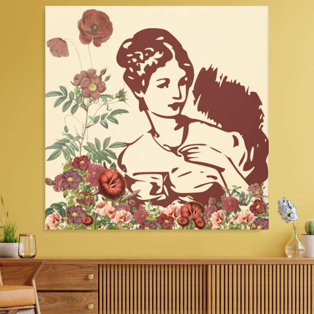 Lienzo Mujer Floral Vintage (Insitu (Sala de estar))