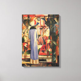 Lienzo Mujer frente a una ventana de compras por August M