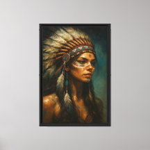 Mujer guerrera con el cabello afeitado y tribal