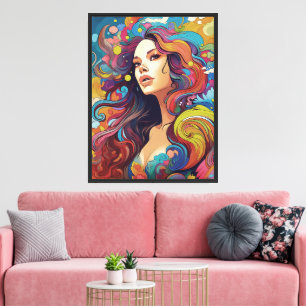 Lienzo Mujer Hippy Bohemia de los 60 70