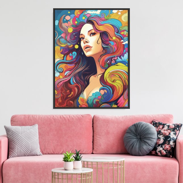 Lienzo Mujer Hippy Bohemia de los 60 70 (Insitu (Sala de estar))