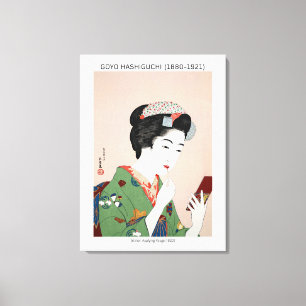 Lienzo Mujer japonesa que aplica el rouge - Goyō Hashiguc