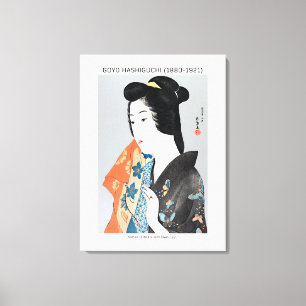 Lienzo Mujer japonesa sosteniendo su toalla - Goyō Hashig