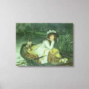 Lienzo Mujer joven en un barco, o reflexiones, c.1870