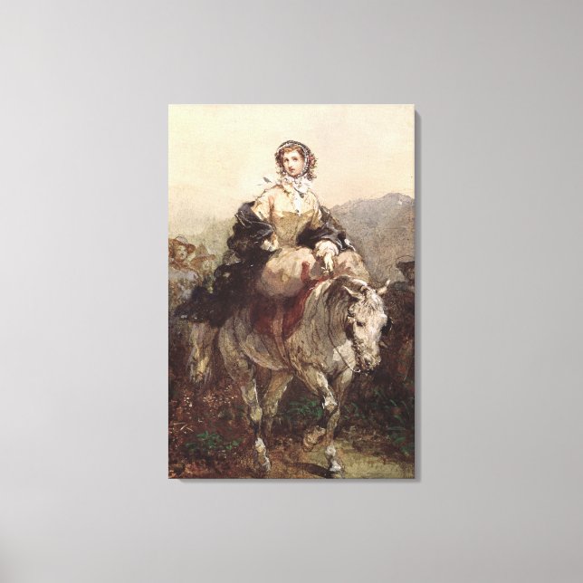 Lienzo Mujer joven en un caballo (Anverso)