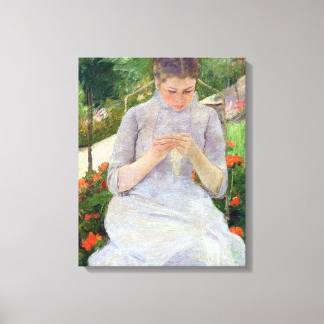 Lienzo Mujer joven masticando en el jardín, c.1880-82 (Anverso)