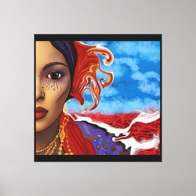 Lienzo Mujer junto a las Aguas Rojas (Anverso)
