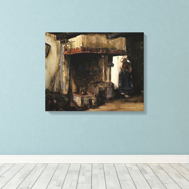 Lienzo Mujer junto a una chimenea por Vincent van Gogh (Insitu (piso de madera))