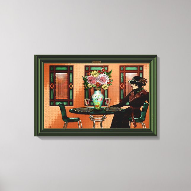 Lienzo Mujer llorando en el café de los años 20 (Anverso)