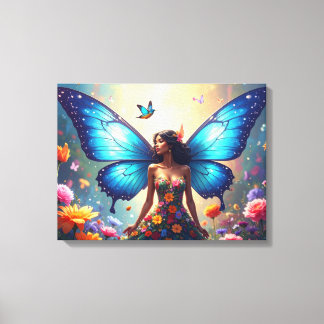 Lienzo Mujer mariposa azul