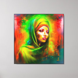 Lienzo Mujer mística en colores neones