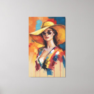 Lienzo Mujer moderna audaz con retrato abstracto de sombr