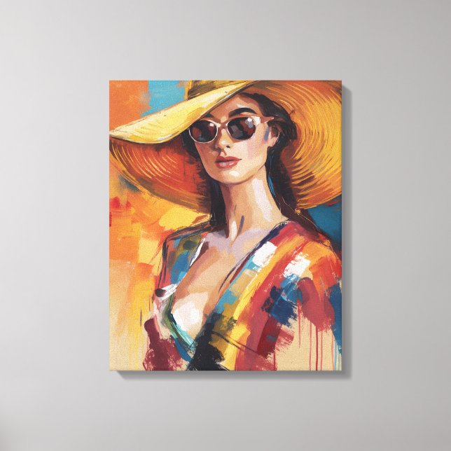 Lienzo Mujer moderna audaz con retrato abstracto de sombr (Anverso)