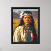 Mujer Nativa con Retrato de Montaña Tribal de Cuen