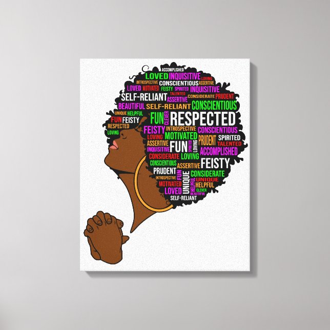 Lienzo Mujer negra inspiradora mímel negro (Anverso)