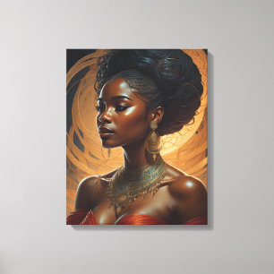 Lienzo Mujer negra, realeza vintage
