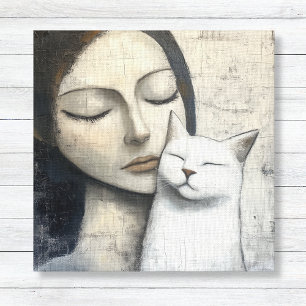 Lienzo Mujer neutral y gato